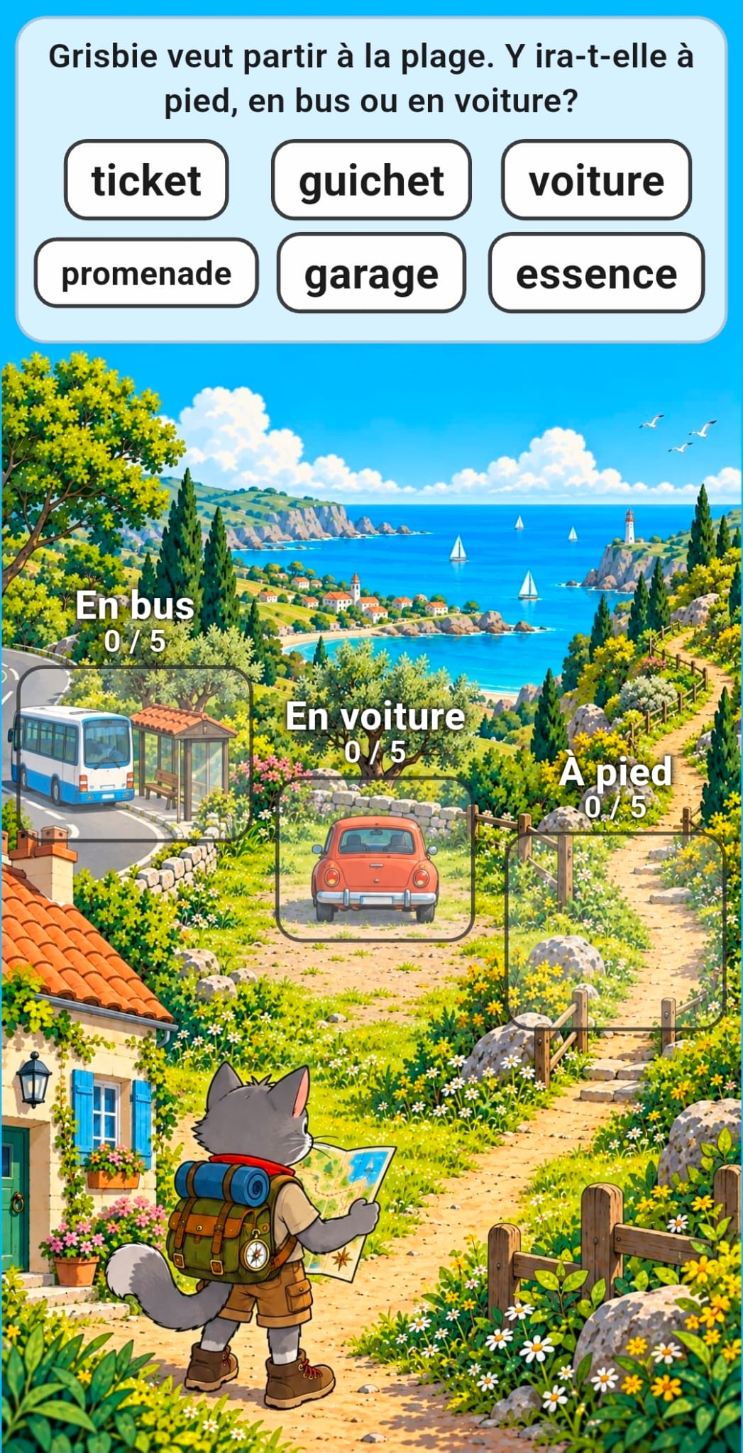 Les Aventures de Grisbie — des mots à ranger dans trois boîtes